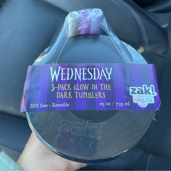 Zak! NWT Wednesday Glow In The Dark Cold Tumbler Cups Set of 3 Halloween - Picture 3 of 7